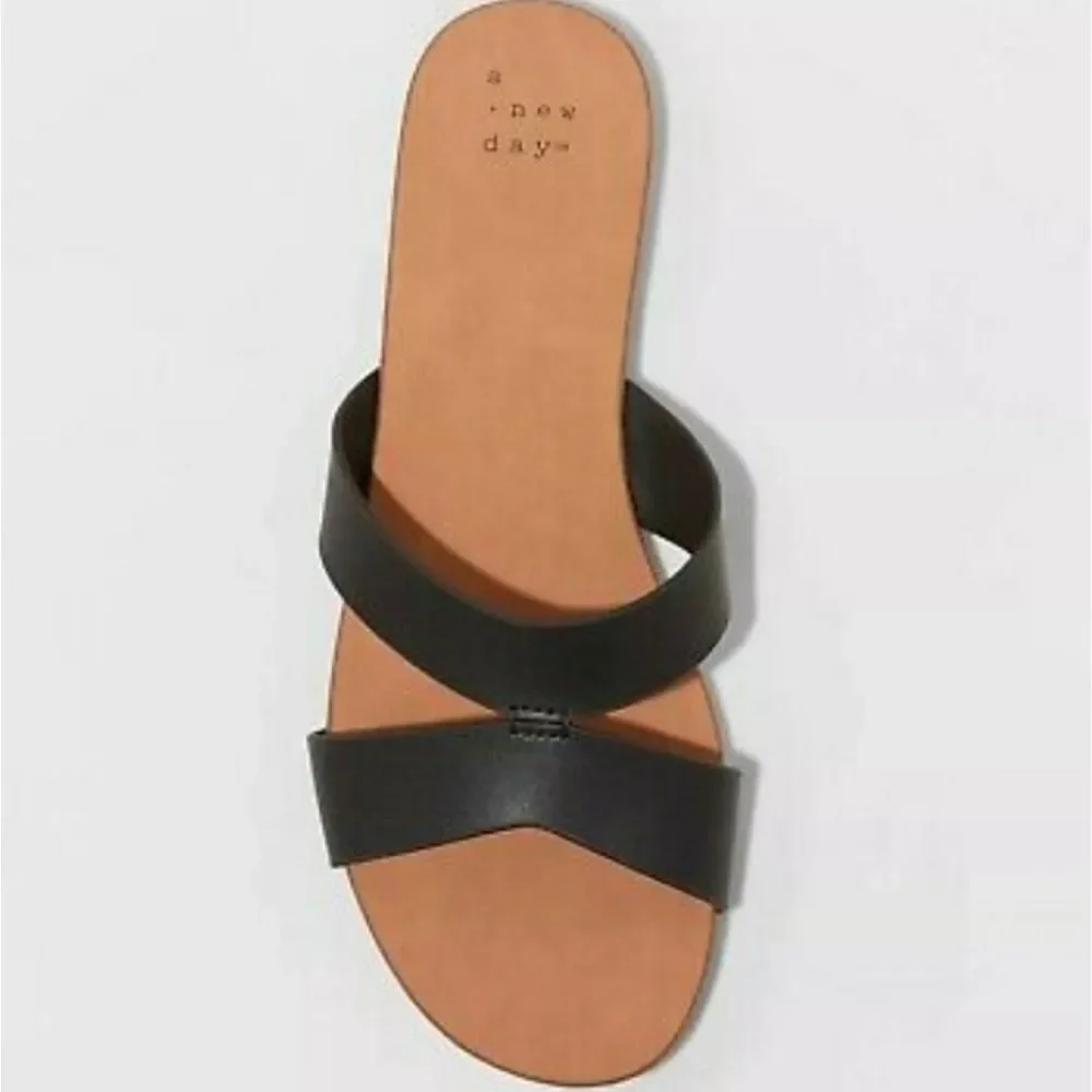 New Day Women's Catie Slide Sandals in Black SIZE 10 - Picture 3 of 4